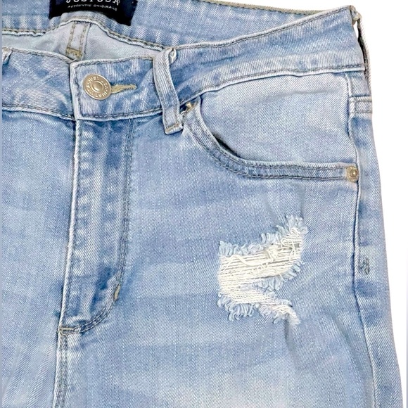 031 Just USA Light Blue Distressed Jeans 3 Womens - Picture 2 of 5